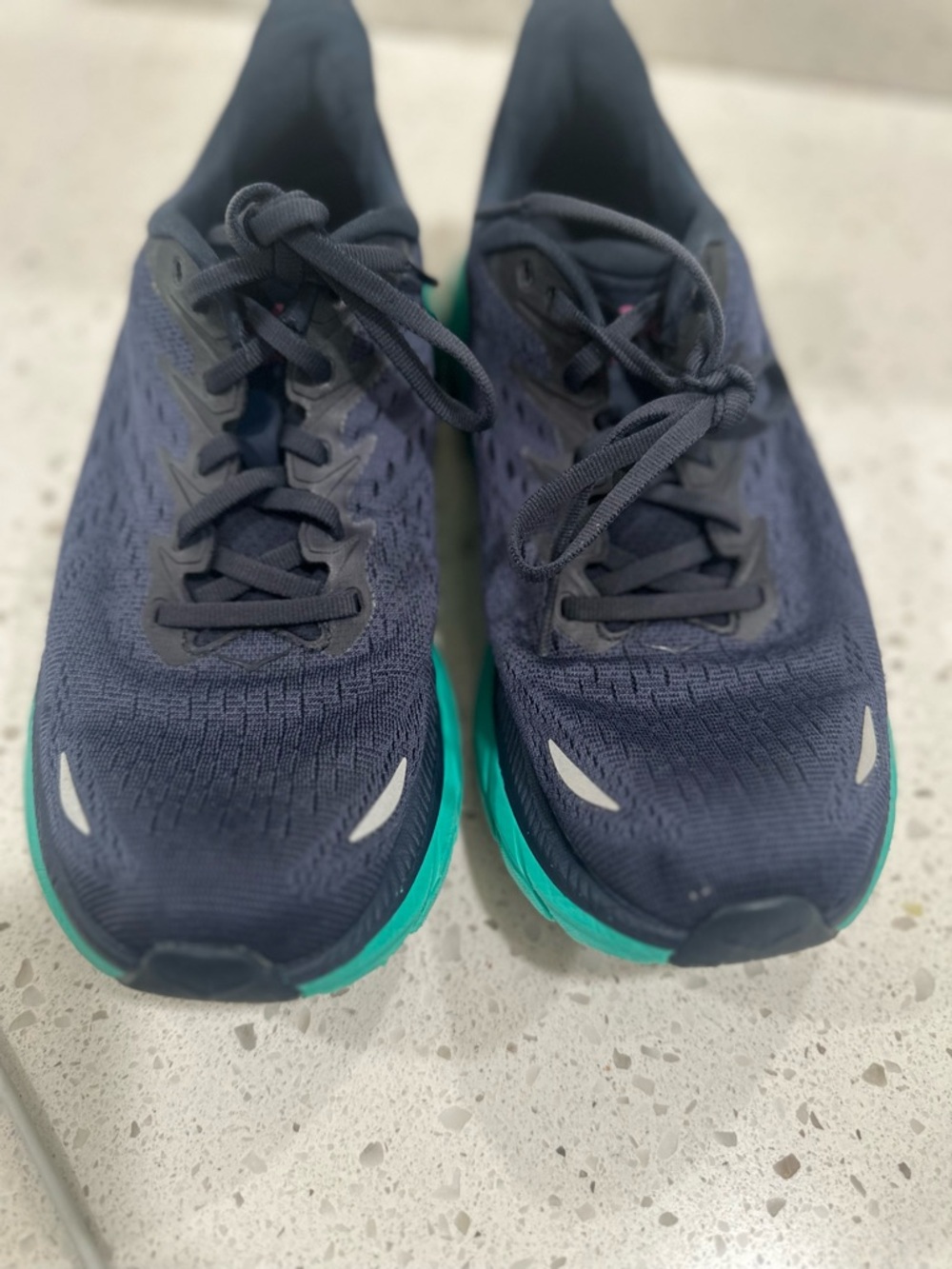 Hoka Women's Navy Blue Teal Running Shoes with Pink Logo - Picture 10 of 15